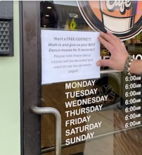 Massachusetts shop offers free coffee for dancing customers